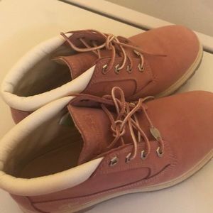 Pink timberland boots water proof